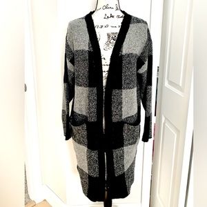 Black and Grey Buffalo Plaid Cardigan from Pink Lily Boutique